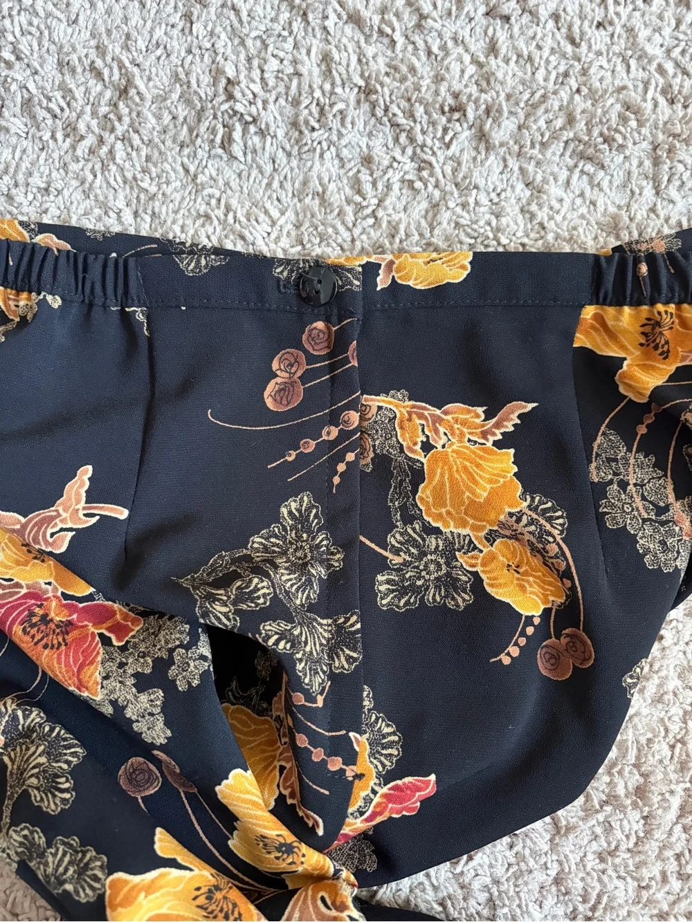 Dress Barn Black Pencil Skirt with Yellow & Red Floral Print